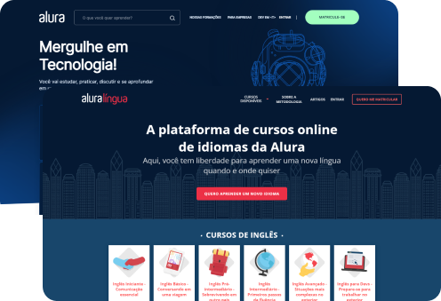 Tela da alura plus e da alura língua